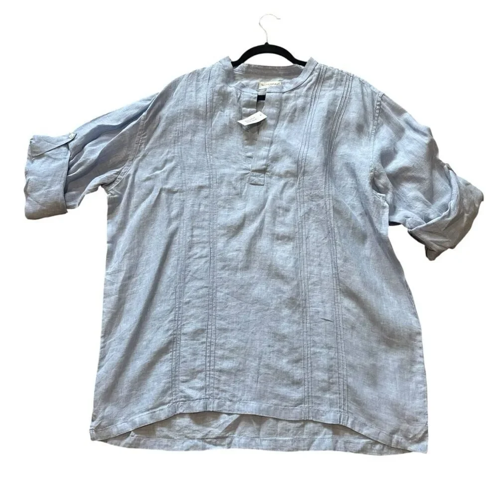 Banana Republic Vintage Light Blue Loose Linen Tunic Shirt